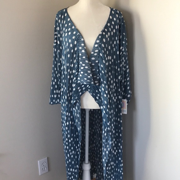LuLaRoe Sweaters - LuLaRoe Shirley Duster Polka Dots Pleated Blue New